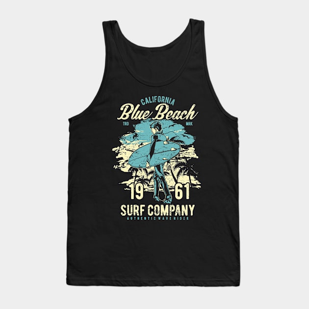 Surfing California Surfer and Surfboard Tank Top by Imp's Dog House